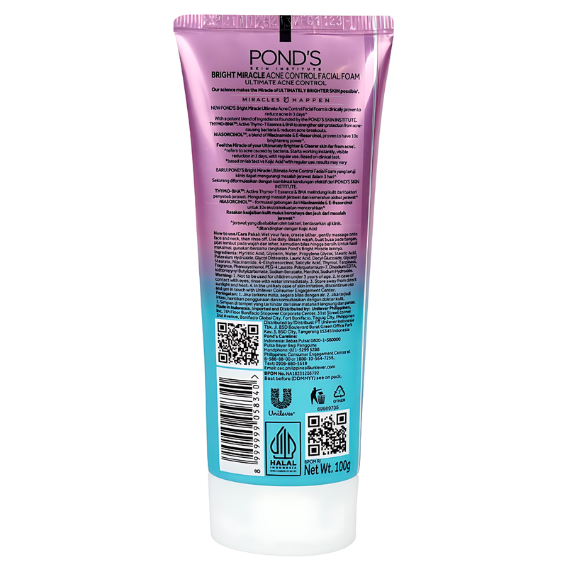 Pond's Bright Miracle Ultimate Acne Control Facial Foam with THYMO-BHA 100g