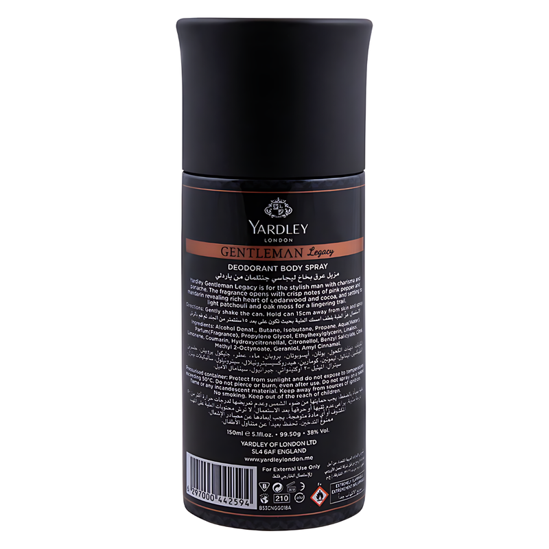 Yardley Gentleman Legacy Body Spray for Men 150ml